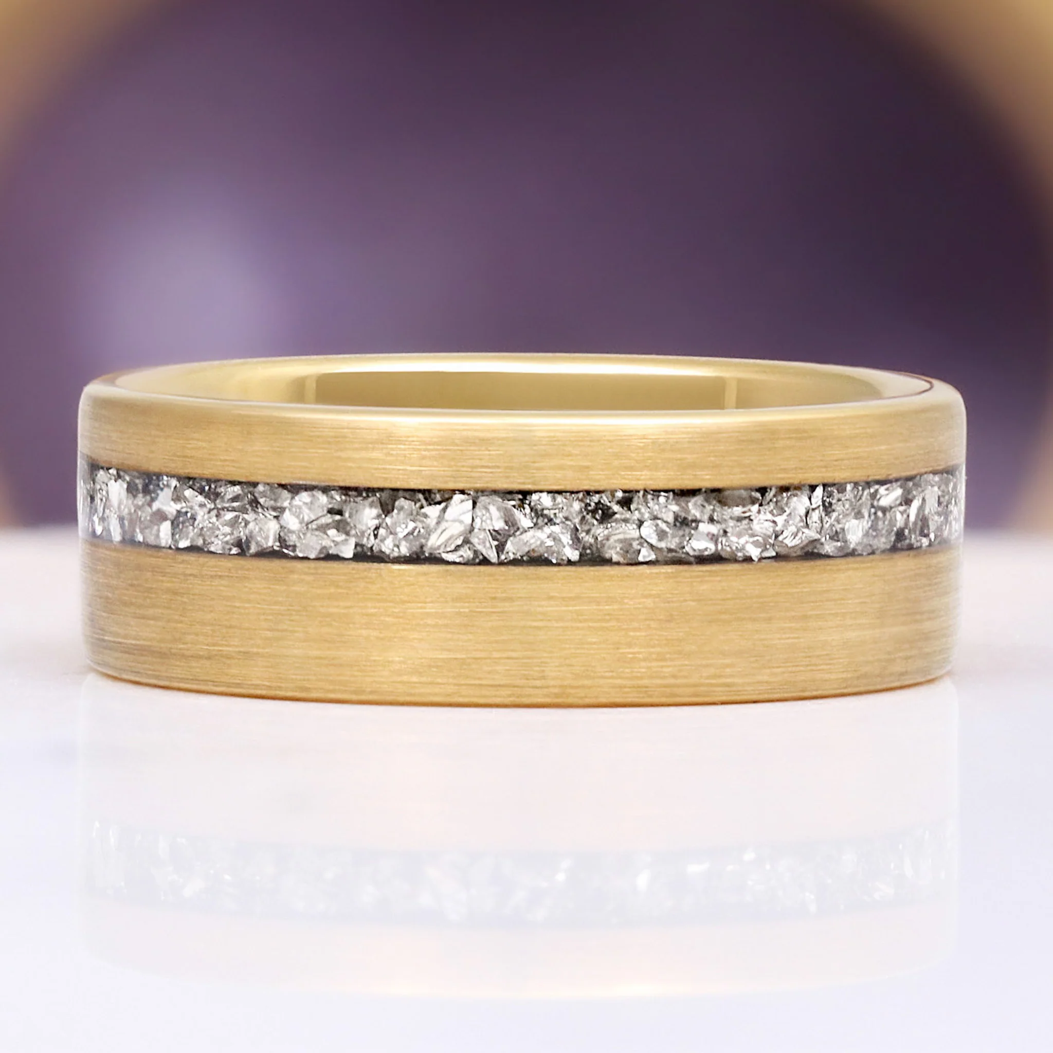 Crushed Diamond Gold Tungsten Ring (8mm) - Image 3
