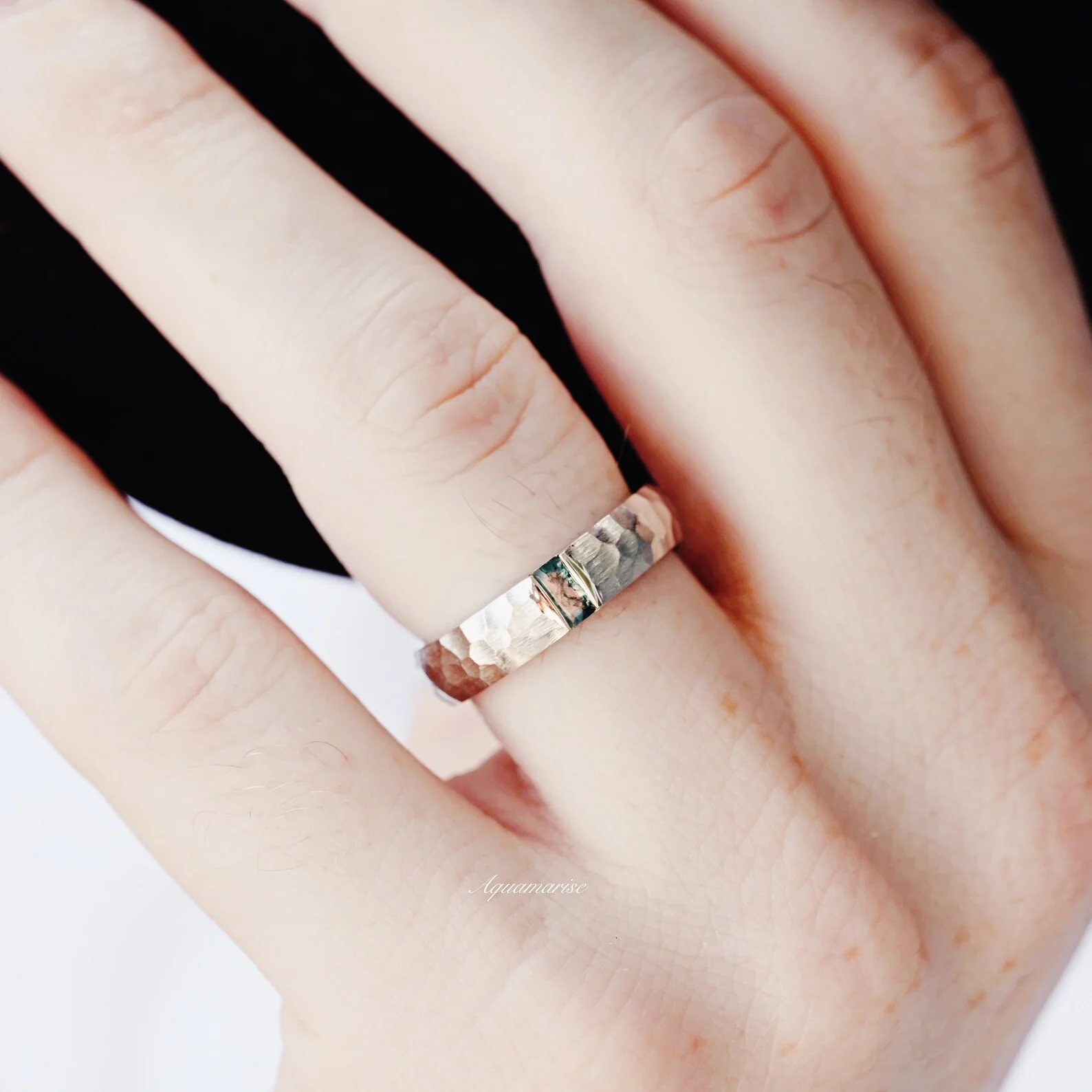 Moss Agate Wedding Band in Sterling Silver (5.5mm) - Image 5