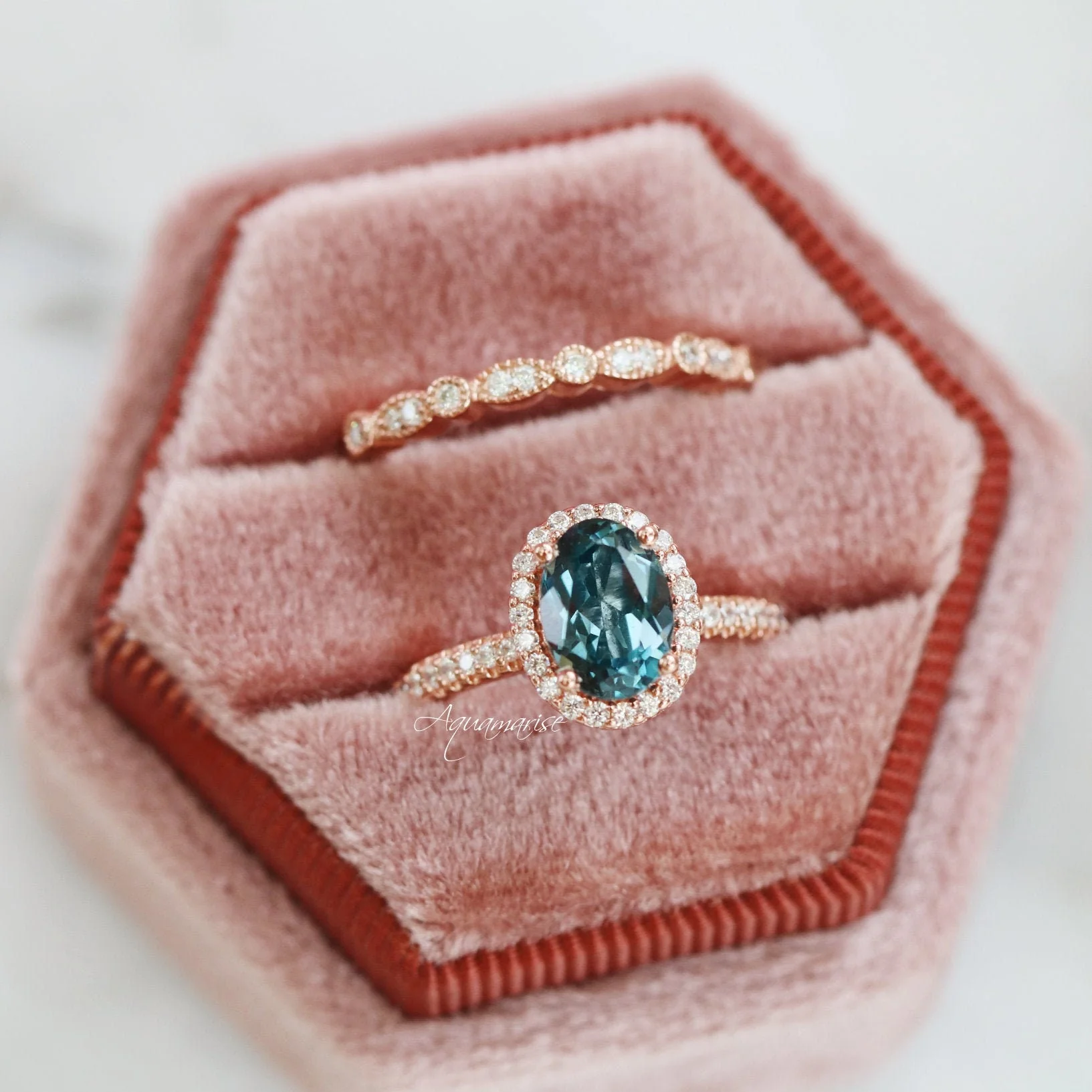 Iris Natural London Blue Topaz Ring in 14K Rose Gold Vermeil - Image 3