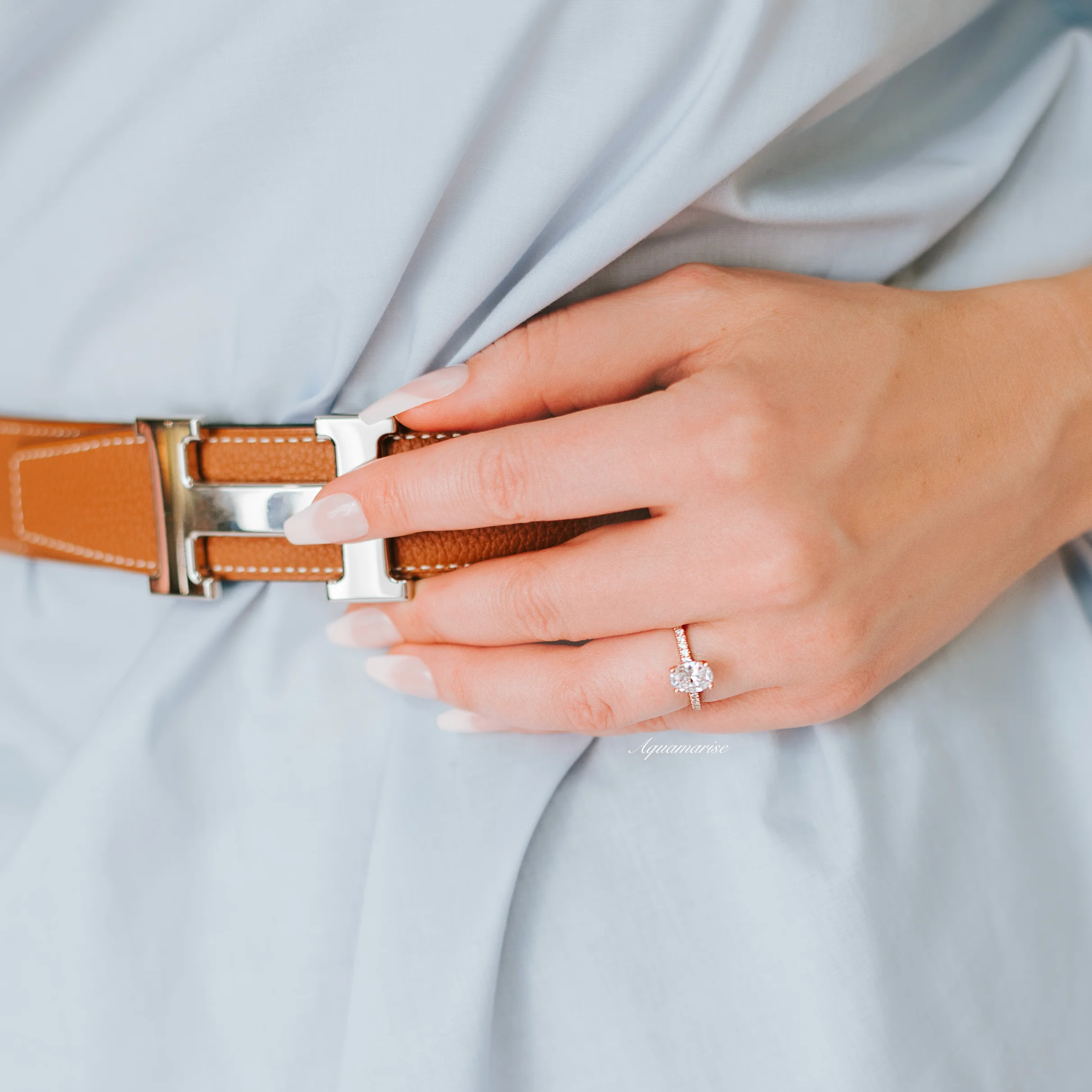 Oval Lab-Grown Diamond Hidden Halo Solitaire Engagement Ring in 14K Solid Rose Gold (IGI Certified) - Image 3