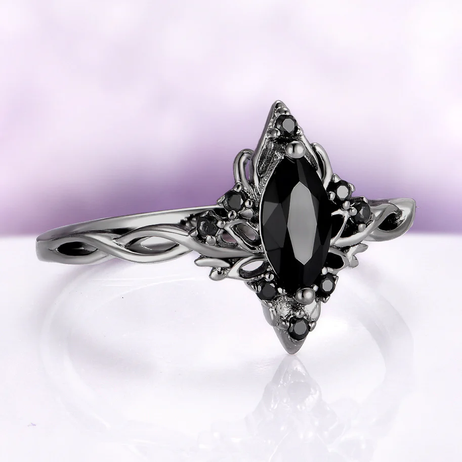 Shadow Queen Black Onyx Couples Ring Set - Image 4