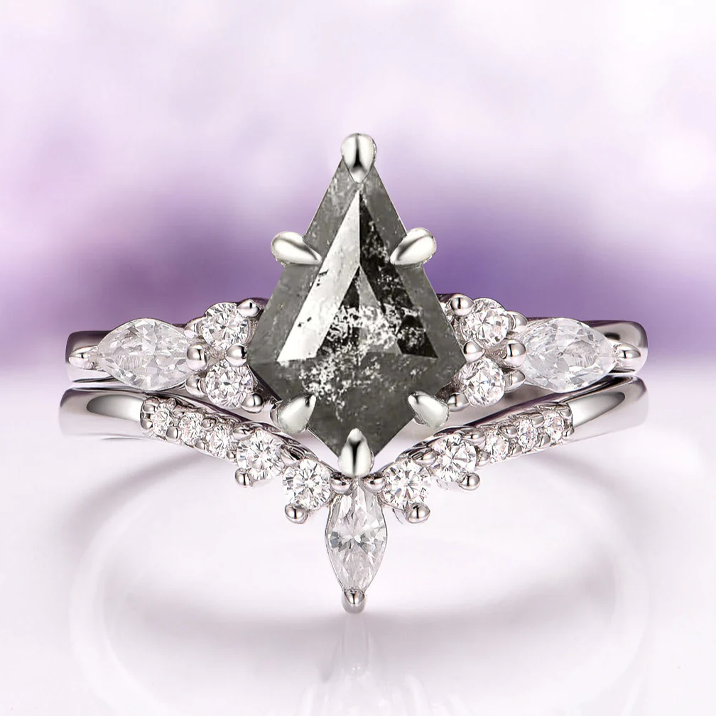 Skye Kite®  Galaxy Salt & Pepper (Herkimer Diamond) and Meteorite Couples Ring Set - Image 3