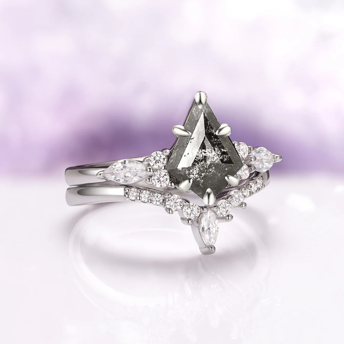 Skye Kite®  Galaxy Salt & Pepper (Herkimer Diamond) and Meteorite Couples Ring Set - Image 13